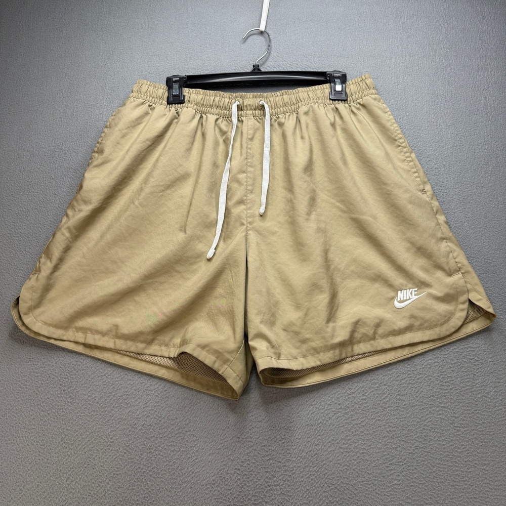 Nike Woven Sportswear Shorts Mens XL Tan Khaki Polyester Athletic Gym Active